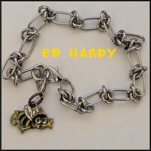ED HARDY Bumble Bee Charm Bracelet on Stainless Steel Rope Chain Lobster Clasp